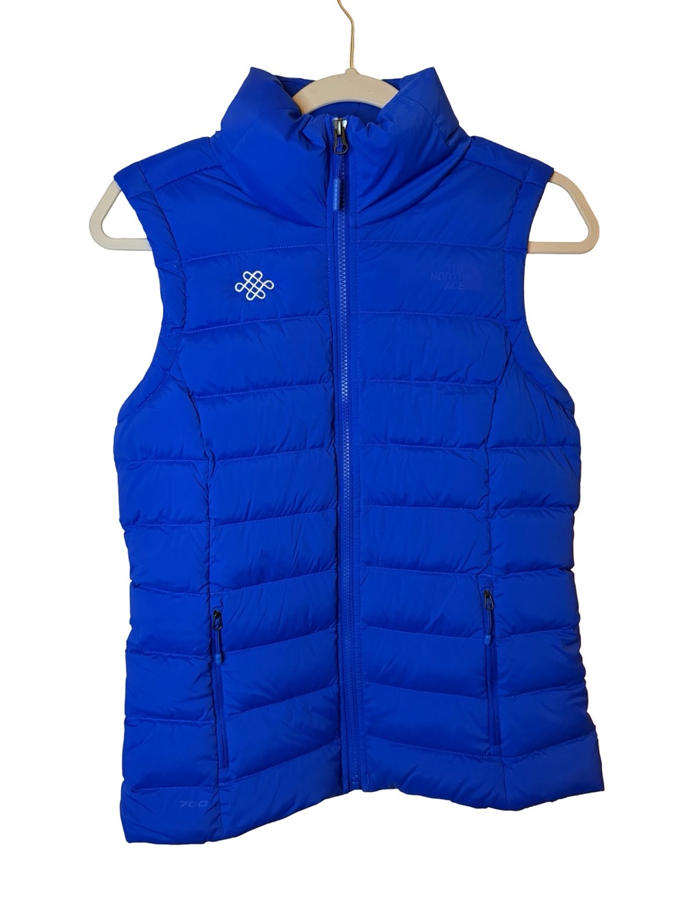 The North Face 700 Fill Down Vest Royal Blue Small Puffer Zip Outdoor Hiking - Picture 2 of 10
